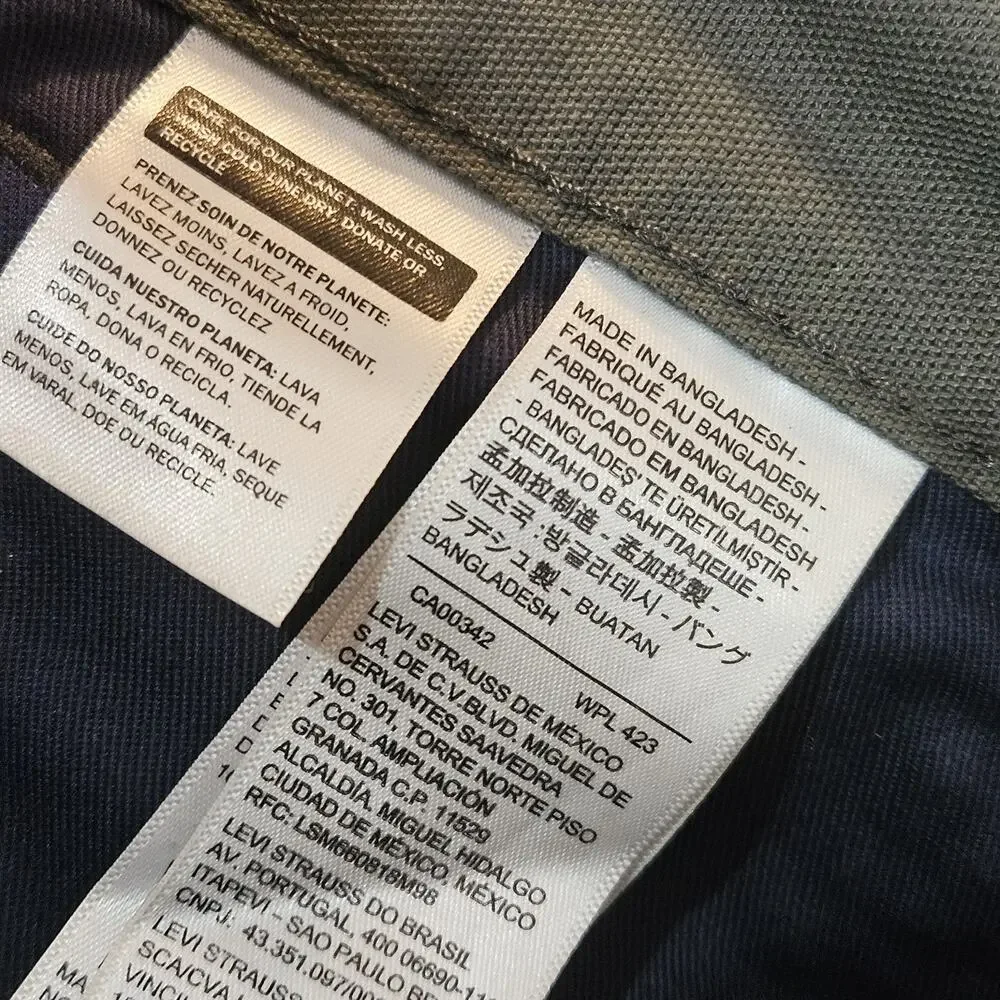 Levis 565 Double Knee Pants Mens 33x32 Olive Green Denim Carpenter Workwear